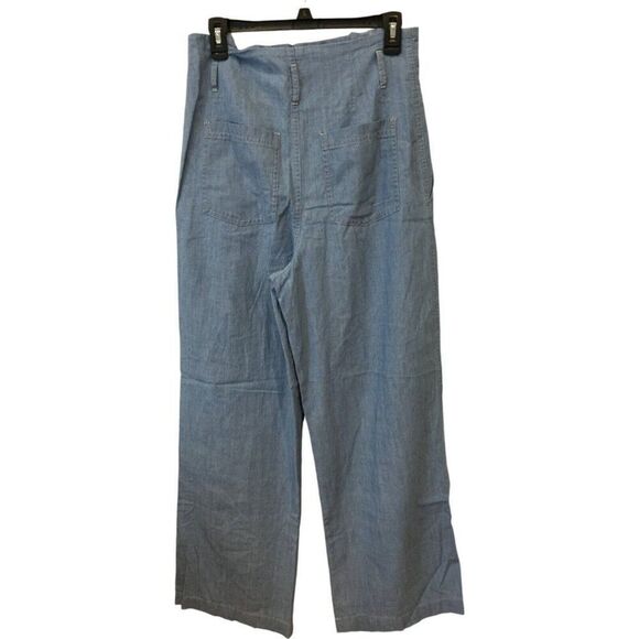 Zara Womens Dress Pants S Blue Wide Leg High Rise Pleated Belted 7968/051 NWT - Picture 4 of 13